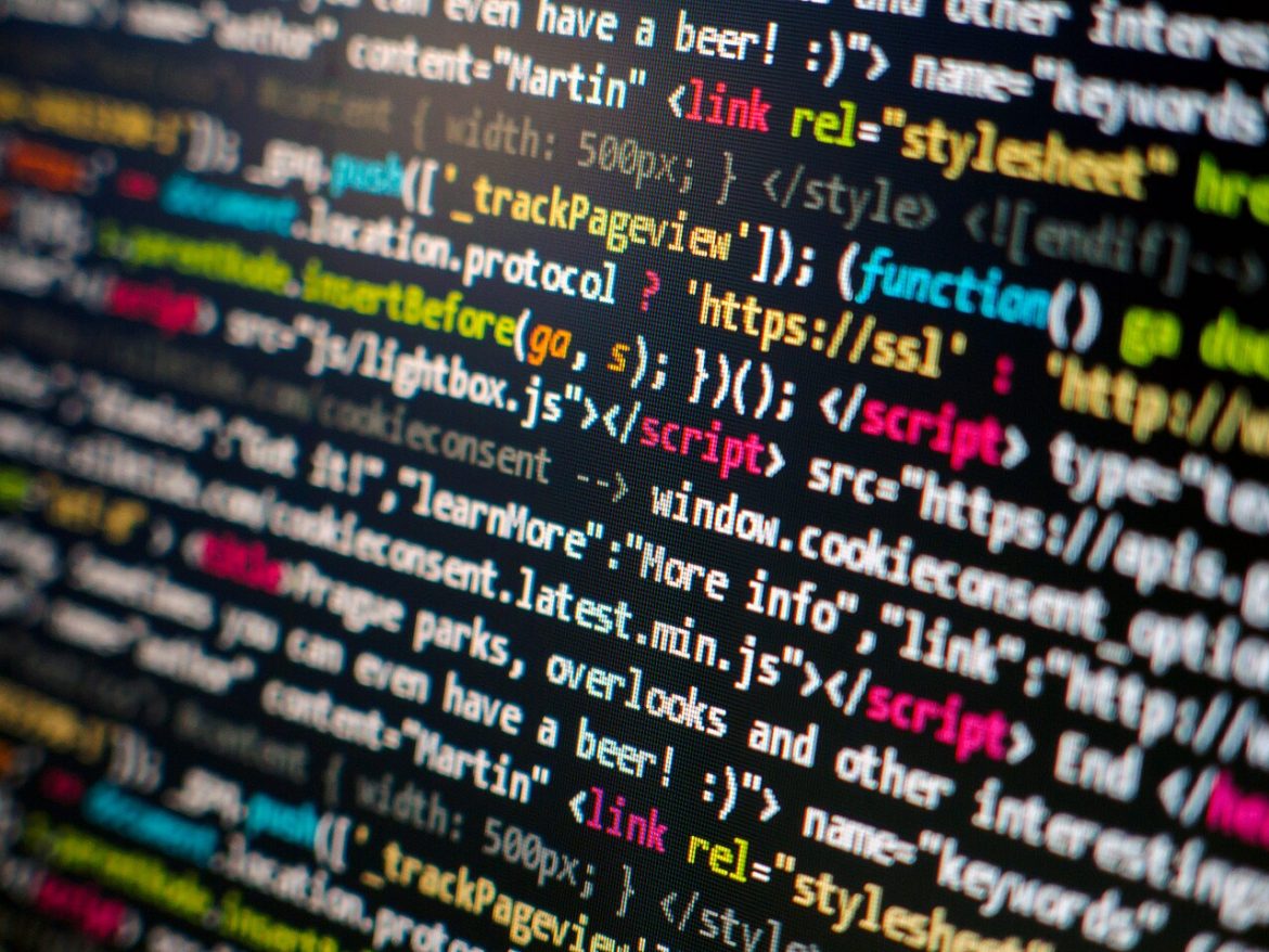 JavaScript- und HTML-Quellcode auf einem Bildschirm